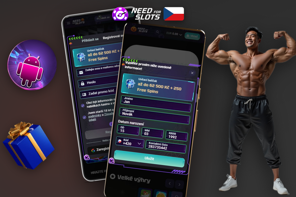 Registrační formulář Need for Slots s poli pro e-mail heslo a měnu